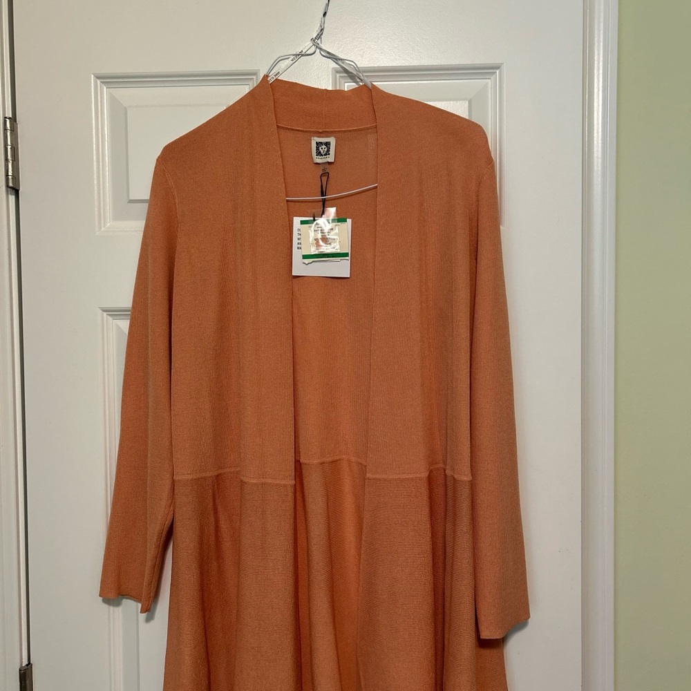 Anne Klein Peach Knit Cardigan L NWT